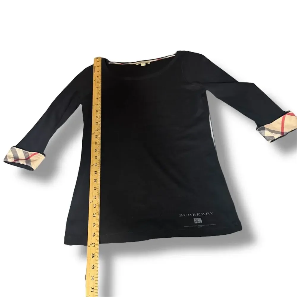 Burberry Brit Size Medium 3/4 Sleeve Black Top EUC {178} - Picture 9 of 11